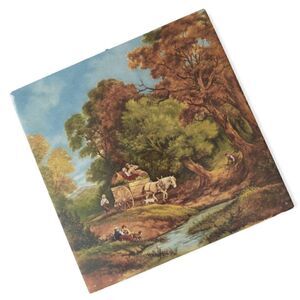 JC Van Hunnik Ceramic Art Tile Colonial Horse Farm Vtg 70s West Germany Country.